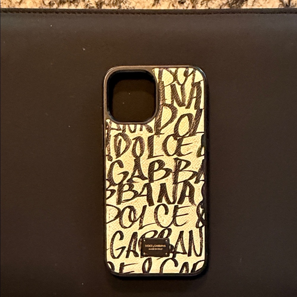 Dolce & Gabbana Monogram Black and Cream Phone Case
